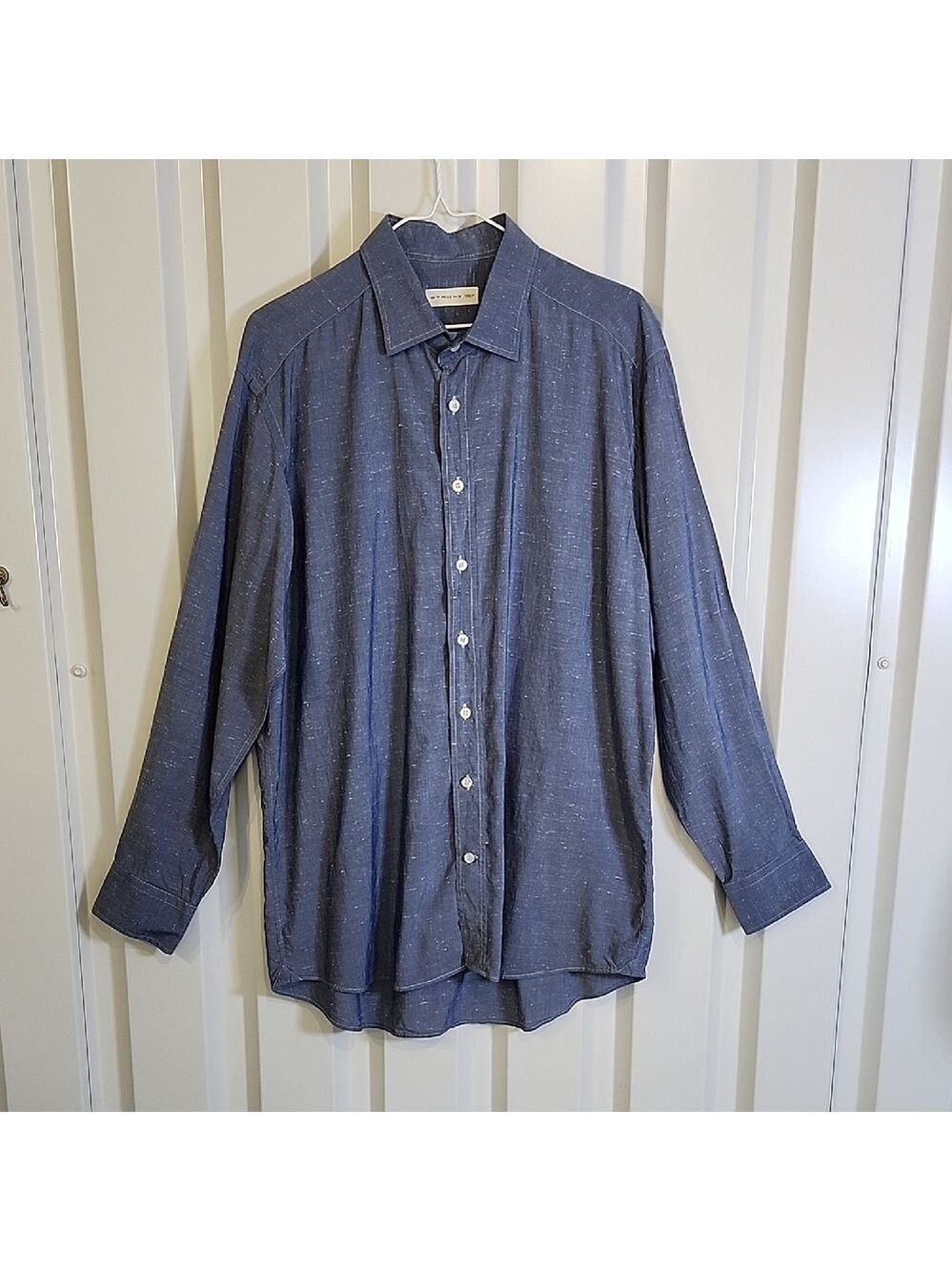 Etro Mens Blue Casual Button-Down Shirt Lyocell Silk Blend Size IT43 US Medium